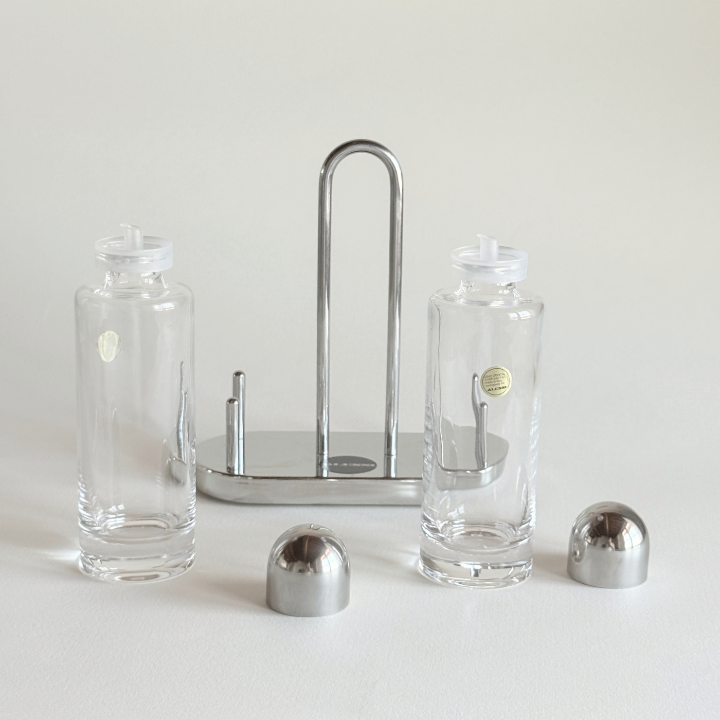 Alessi – Oil & Vinegar Cruet – Glass & Stainless Steel – Clear & Silver