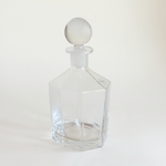 Hexagonal crystal decanter in clear cut glass with round stopper, Italian barware, 1 litre, 1.4 kg
