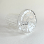 Handblown carafe from above, showing the open flared mouth