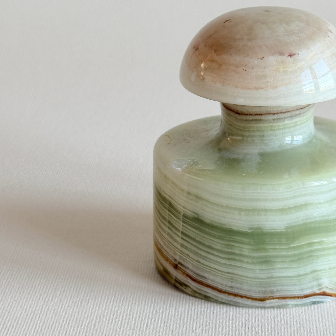 Onyx Paperweight | Green Banded Stone · 1970s