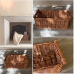 Brown woven rattan storage baskets, Medium and Large rectangular sizes, Italy 1970s, L'Officina