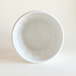 Basket-weave ceramic cachepot in warm matte white, Italian pottery with glazed interior, 23.5 x 19.5 cm