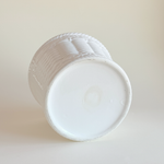 Ceramic cachepot in matte white with pressed basket-weave pattern, Italian pottery with glazed interior