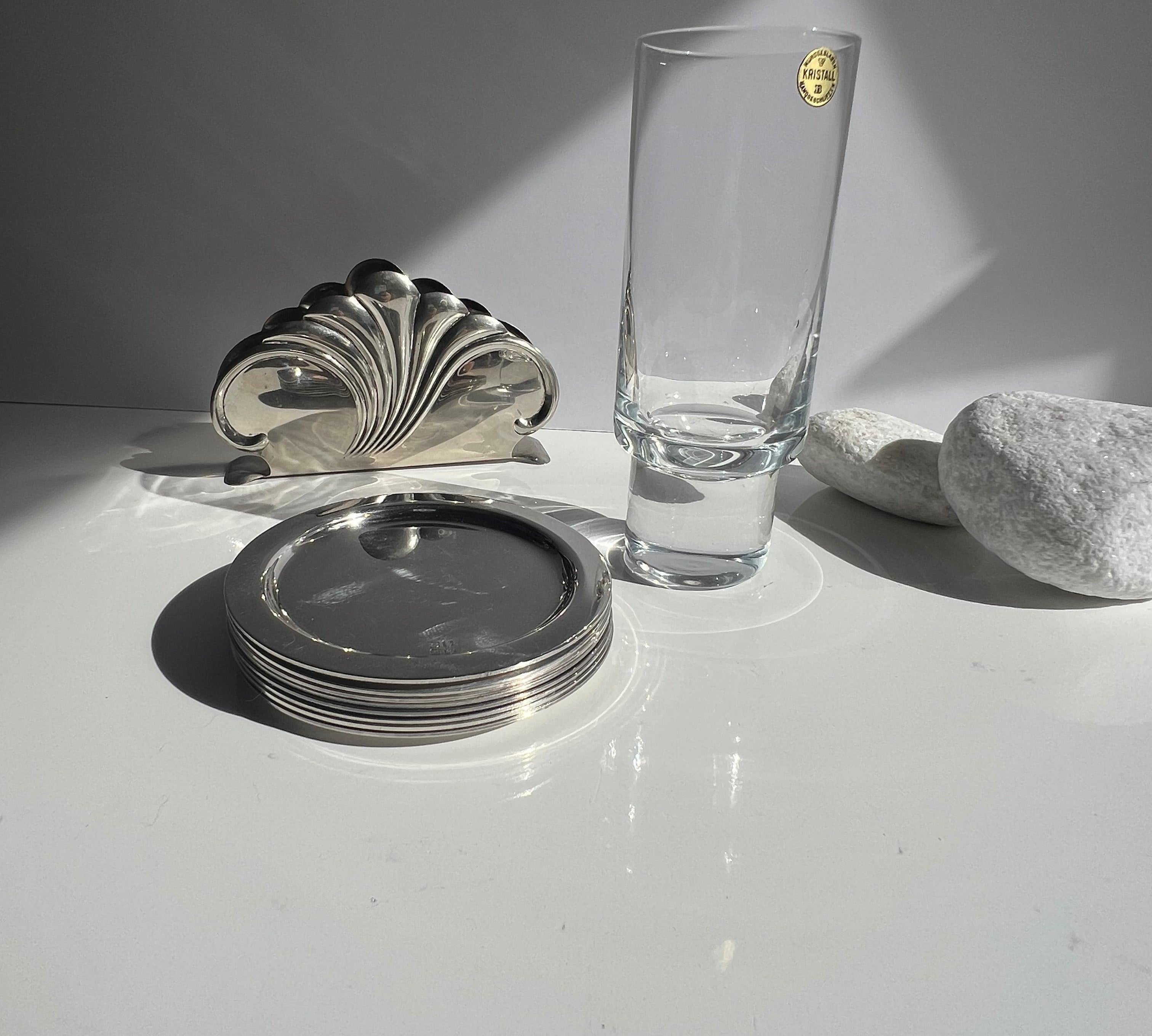 Sterling Silver Italian glass coasters - L'Officina General Store