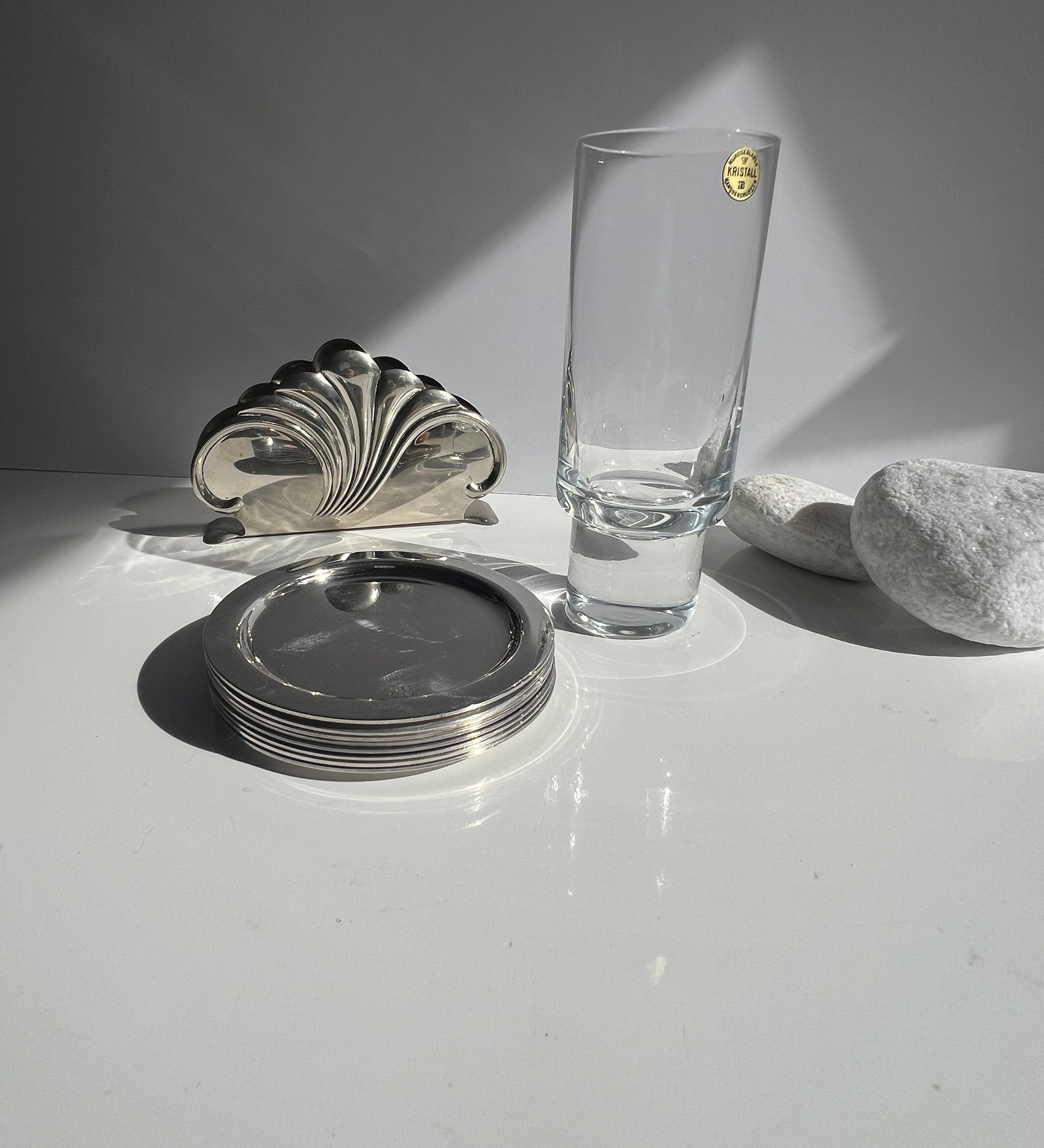 Sterling Silver Italian glass coasters - L'Officina General Store