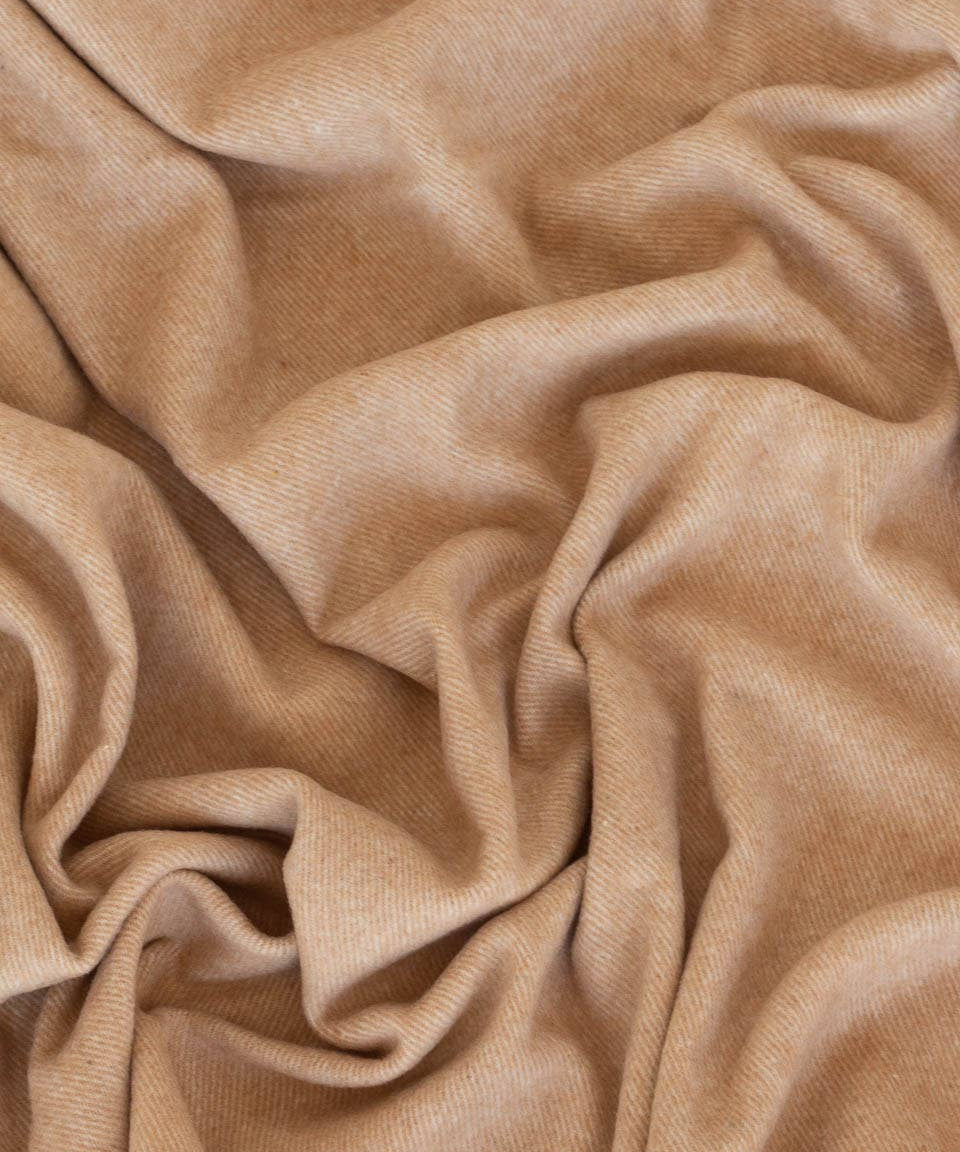 Cashmere Merino Wool Throw Blanket | Light Camel · 200 × 140 cm