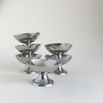 Set of 6 silver stainless steel dessert cups, 9.5 cm wide, made in France in the 1970s, L'Officina