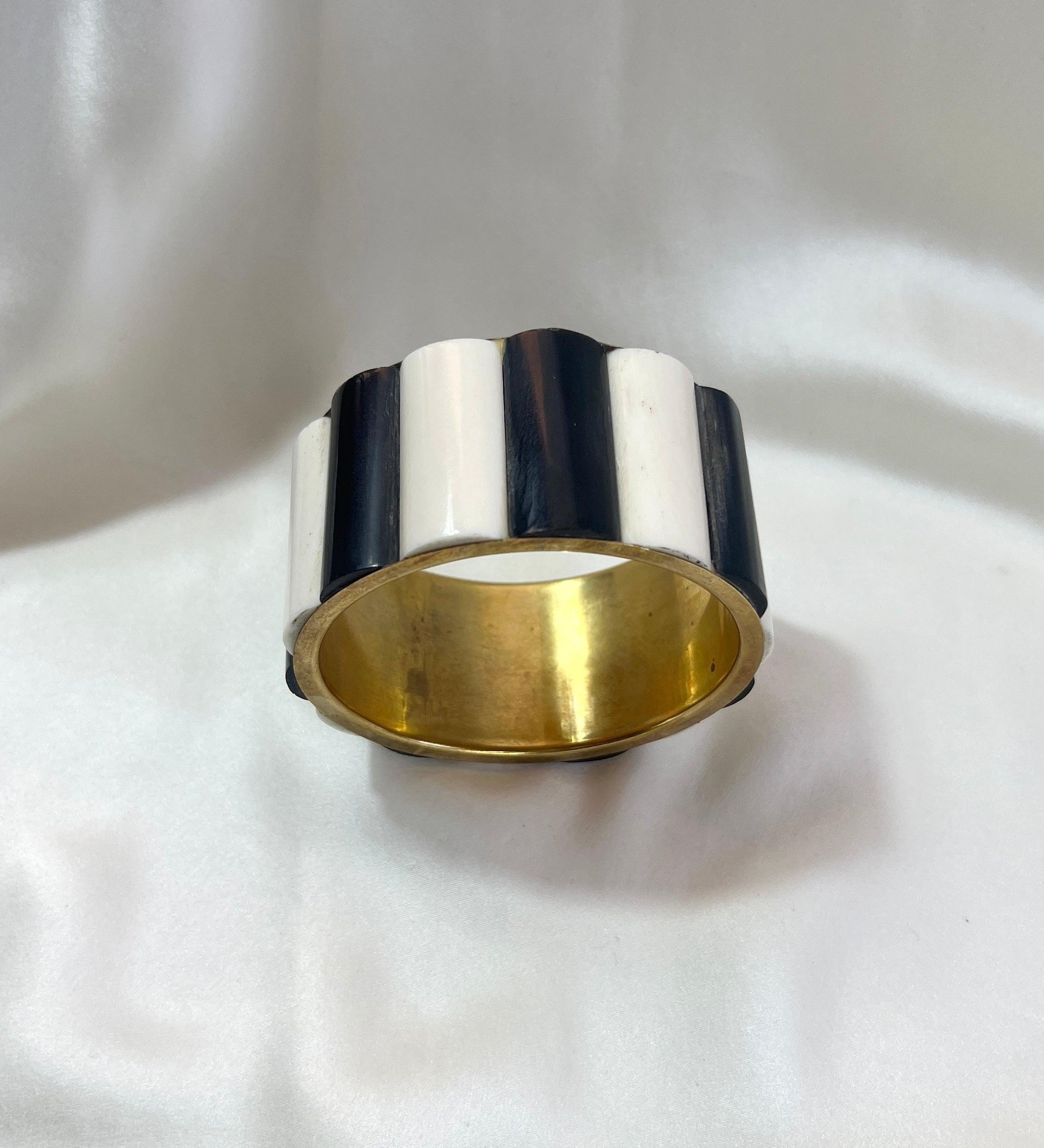 Monochrome and Brass Statement Bangle - L'Officina General Store