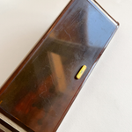 Five poker dice and card decks in a 1970s Italian tortoiseshell Lucite games set by Romagnoli