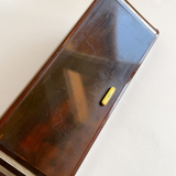 Five poker dice and card decks in a 1970s Italian tortoiseshell Lucite games set by Romagnoli
