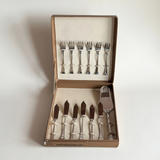 Morinox silver stainless steel cake cutlery, vintage 1970s dessert serving set, Pre-Loved, L'Officina