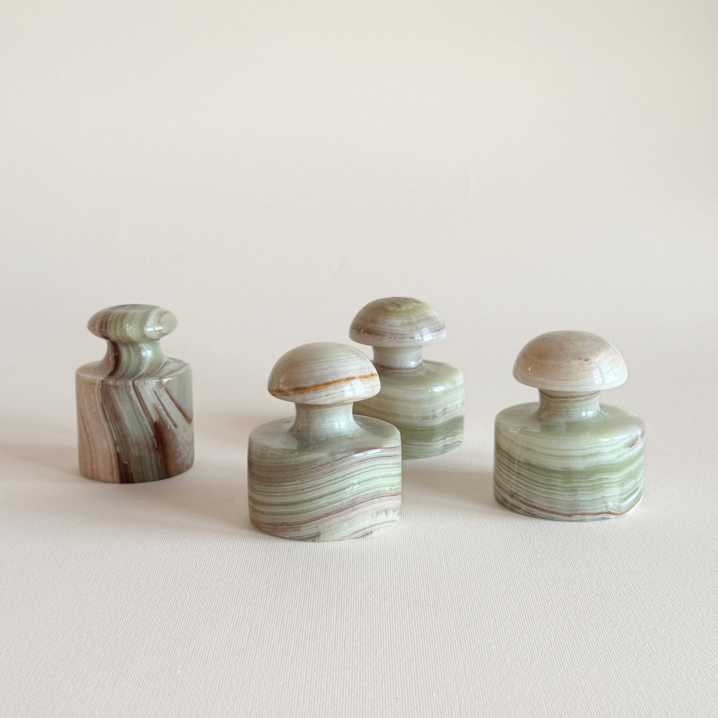 Onyx Paperweight | Green Banded Stone · 1970s