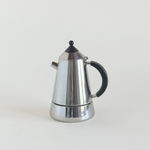 Guido Bergna Mia Moka 2 cups · stainless steel and black · 1980s Italian · L'Officina General Store