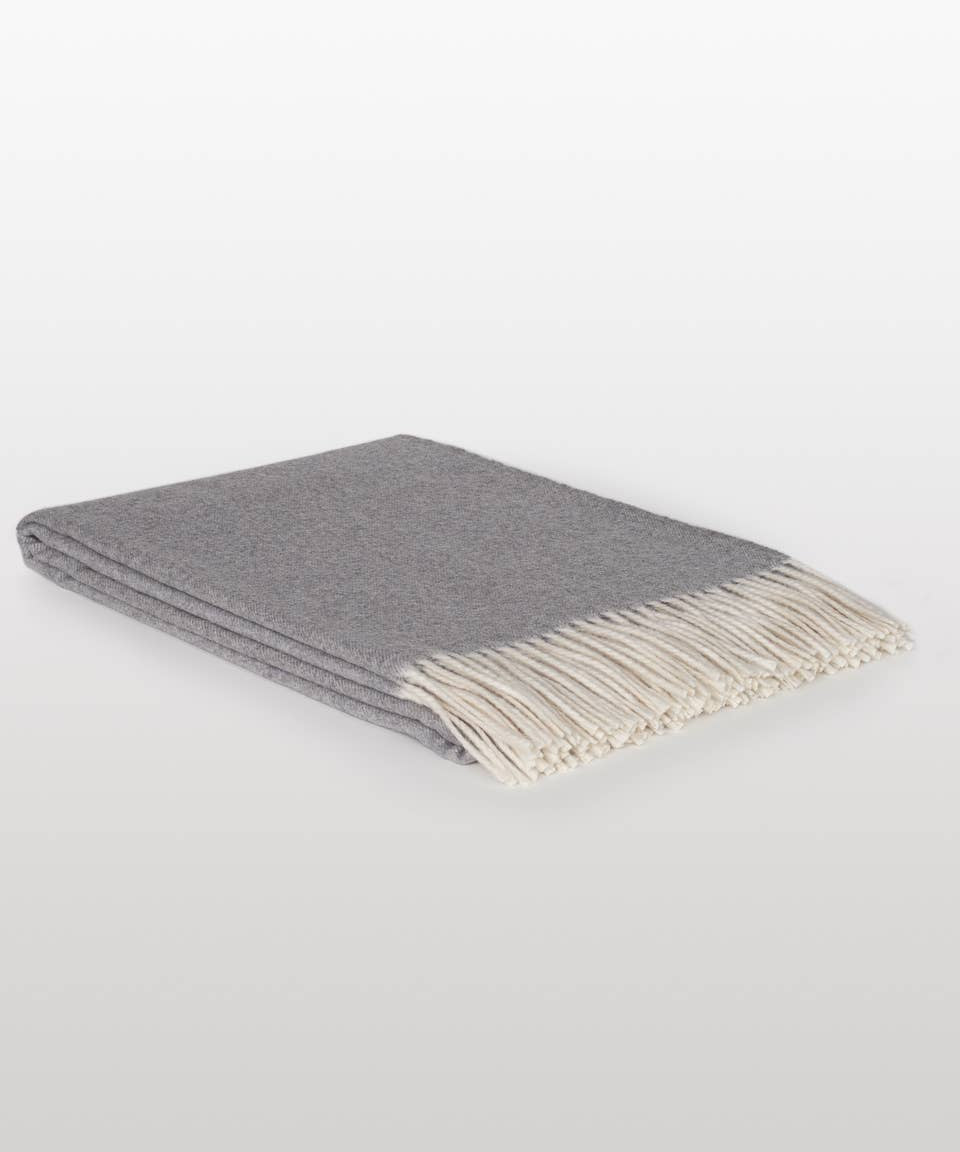 Cashmere Merino Wool Throw Blanket | Grey · 200 × 140 cm