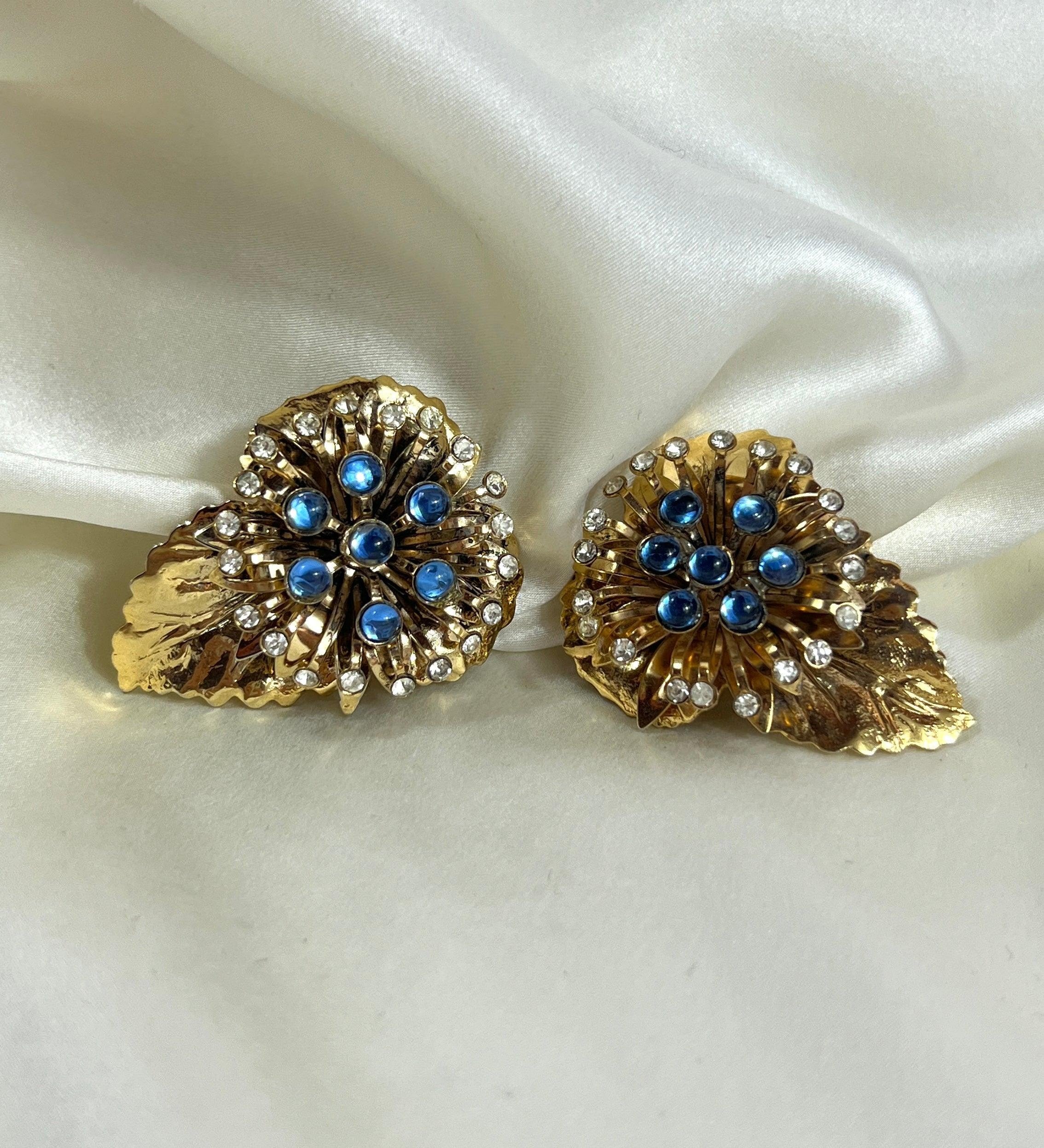 Golden and Crystal leaf earrings - L'Officina General Store