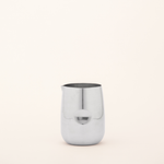 Polished AMC metal creamer in stainless steel with lipped pouring edge and raised circular grip, 5.5 x 9 cm, 1970s Italian design