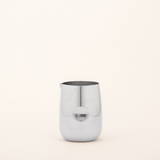 Polished AMC metal creamer in stainless steel with lipped pouring edge and raised circular grip, 5.5 x 9 cm, 1970s Italian design