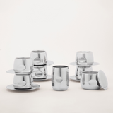 AMC Tazza da caffè e piattino in metallo I Set da 2 I Art Design