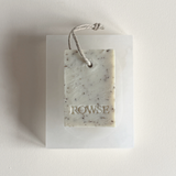 White alabaster soap dish with rowse soap