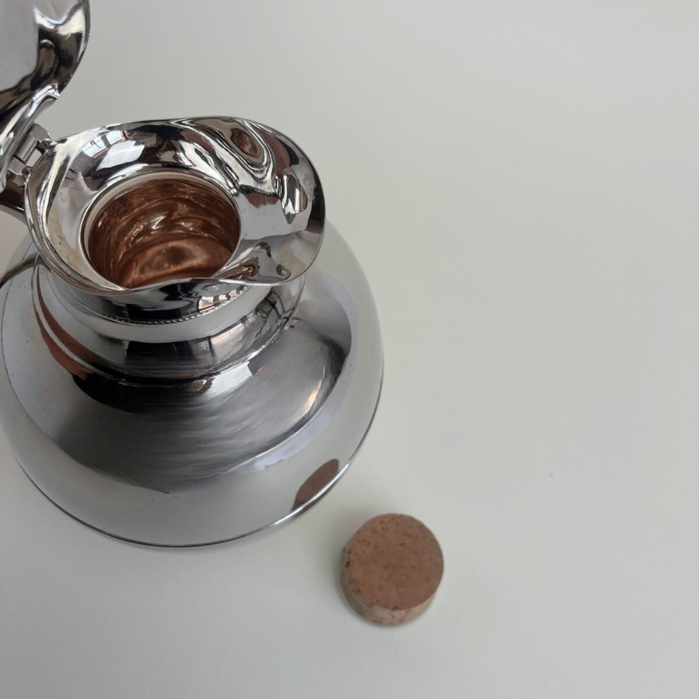 Aldo Tura metal silver thermos open mirror chrome finish Italian design 1960s 