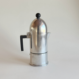 Alessi La Cupola 3-cup moka pot in silver and black