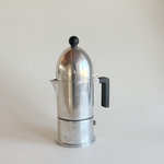 Side view of La Cupola moka pot showing vintage patina