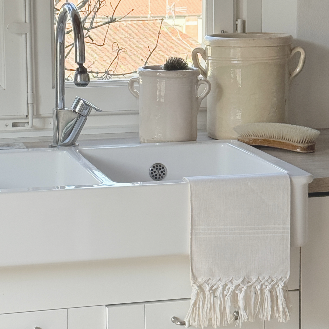 Beige and pink glazed preserving pot Ø 5.9 in vintage Italian pottery