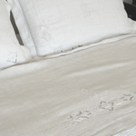 Antique Italian linen bedding set with crisp unused structure and PM monogram