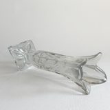 Art Deco cast glass vase — front view showing geometric Art Deco relief pattern and clear glass body