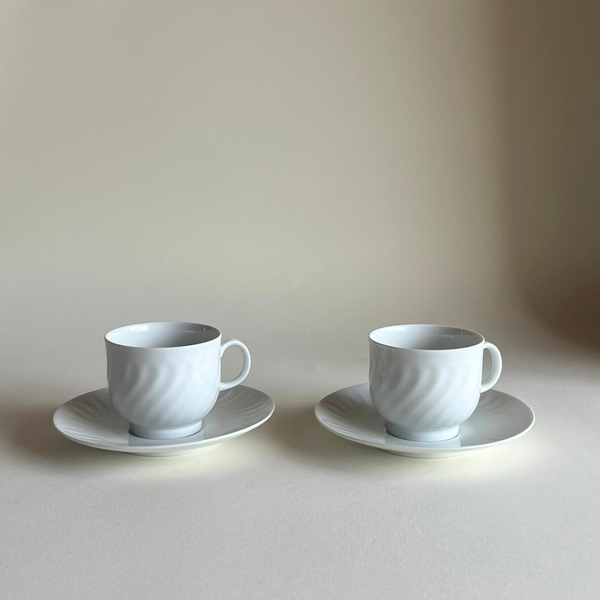 Bareuther Bavaria Porcelain Coffee Cup and Saucer | Set of 2 — L'Officina General Store