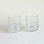 Pair of Borgonova pressed glass tumblers with vertical facets, Italian whisky glasses, Pre-Loved