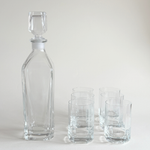 Bormioli glass whisky barware set in clear glass, Pre-Loved 2000s Italian decanter set, L'Officina