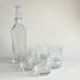 L'Officina Bormioli whisky barware set in clear glass, Pre-Loved Italian decanter and glassware