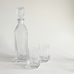 Pre-Loved Bormioli whisky decanter set in clear glass, Italian barware, L'Officina General Store