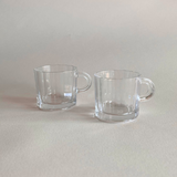Bormioli Oxford espresso coffee striped glass cups Italian design 1990s set of 2