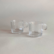 Bormioli Oxford espresso coffee striped glass cups Italian design 1990s set of 2