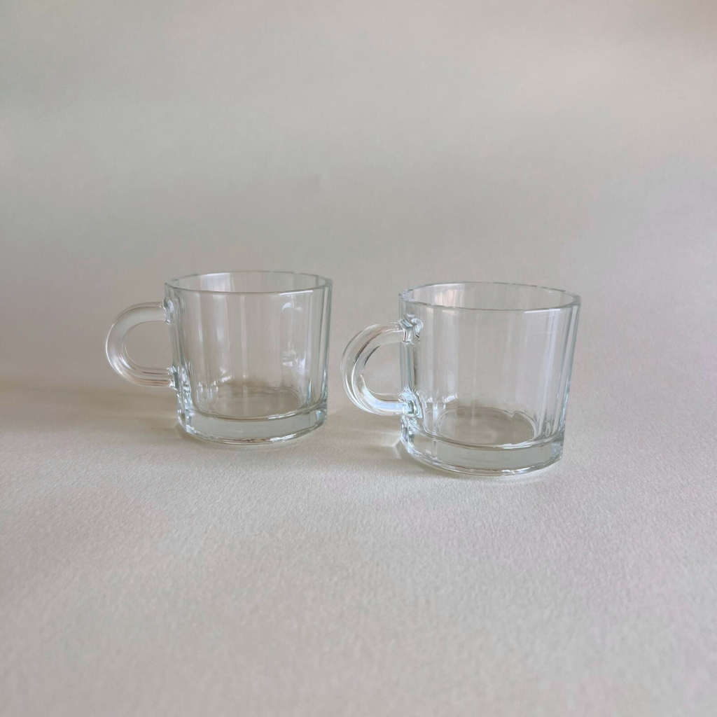 Bormioli Oxford glass espresso cup set of two striped design