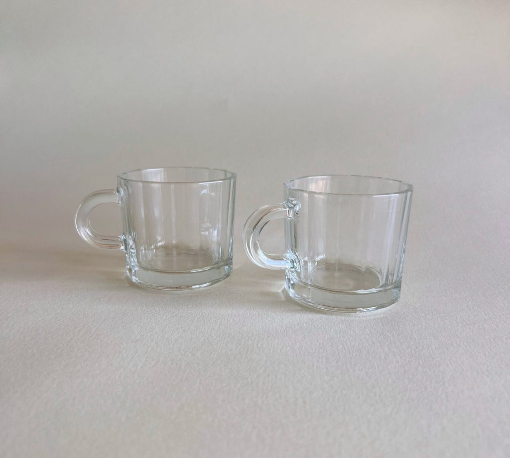 Bormioli Oxford glass espresso cup set of two striped design