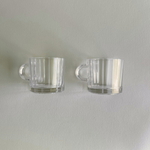 Bormioli Oxford espresso coffee striped glass cups Italian design 1990s set of 2