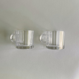 Bormioli Oxford espresso coffee striped glass cups Italian design 1990s set of 2