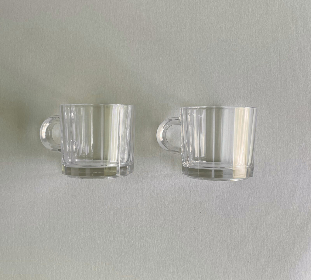 Elegant set of two Bormioli Oxford cups in glass