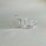 Italian 1980s striped Bormioli espresso cups side view