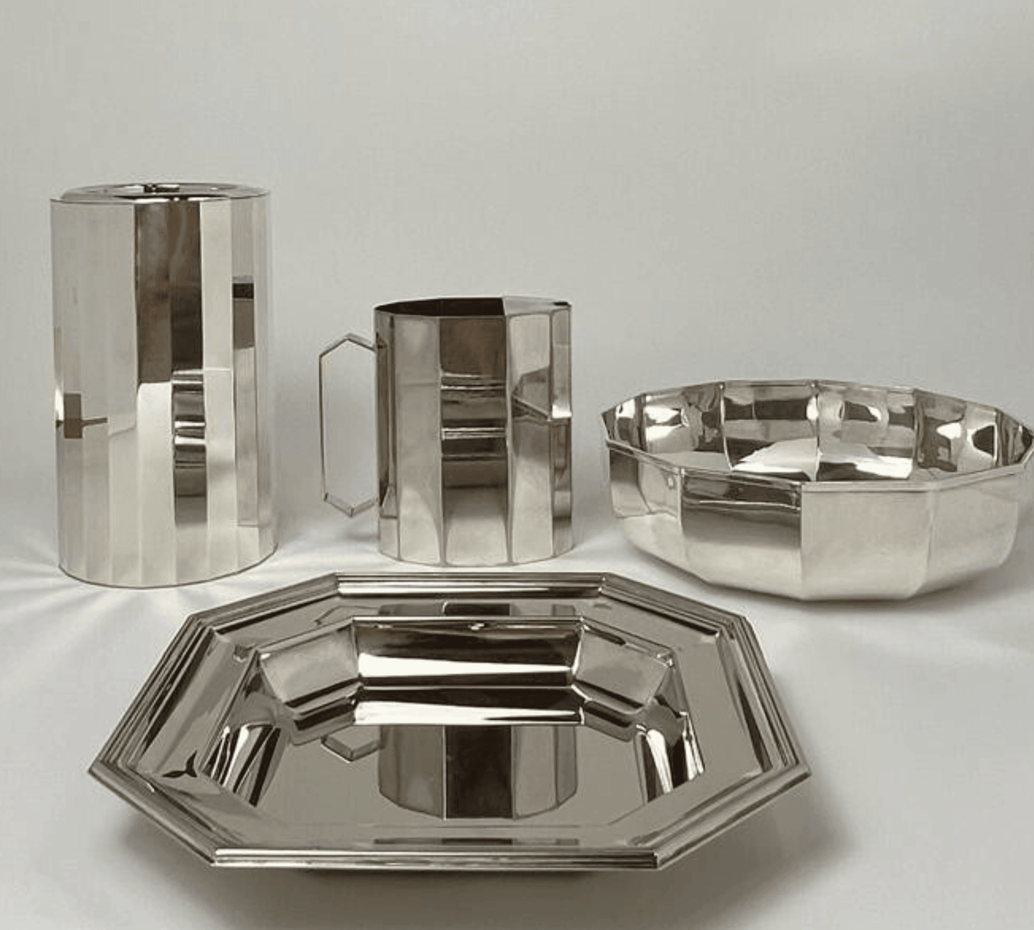 Silver Plated Octagonal Metal Serving Bowl - L'Officina General Store