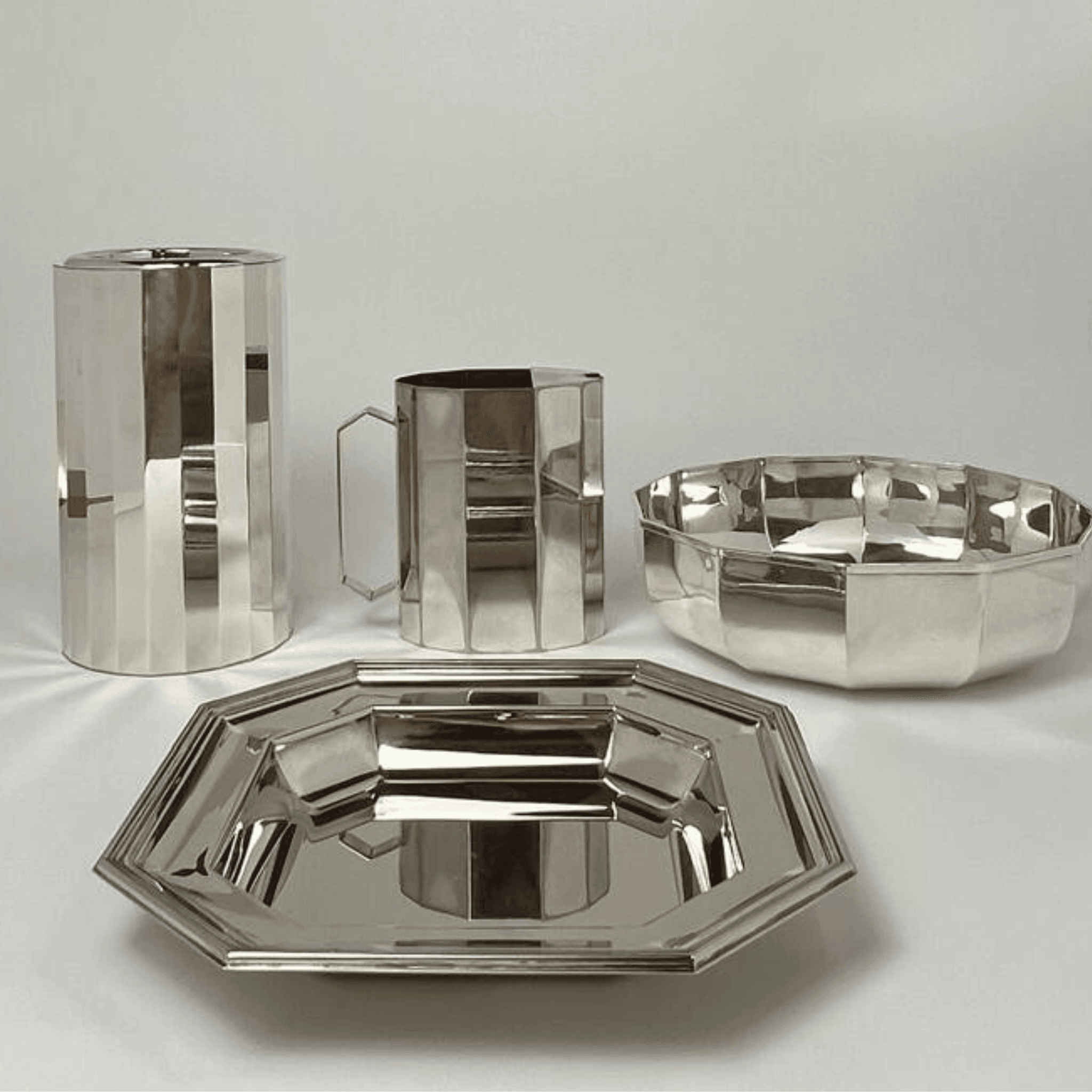 Silver Plated Octagonal Metal Serving Bowl - L'Officina General Store