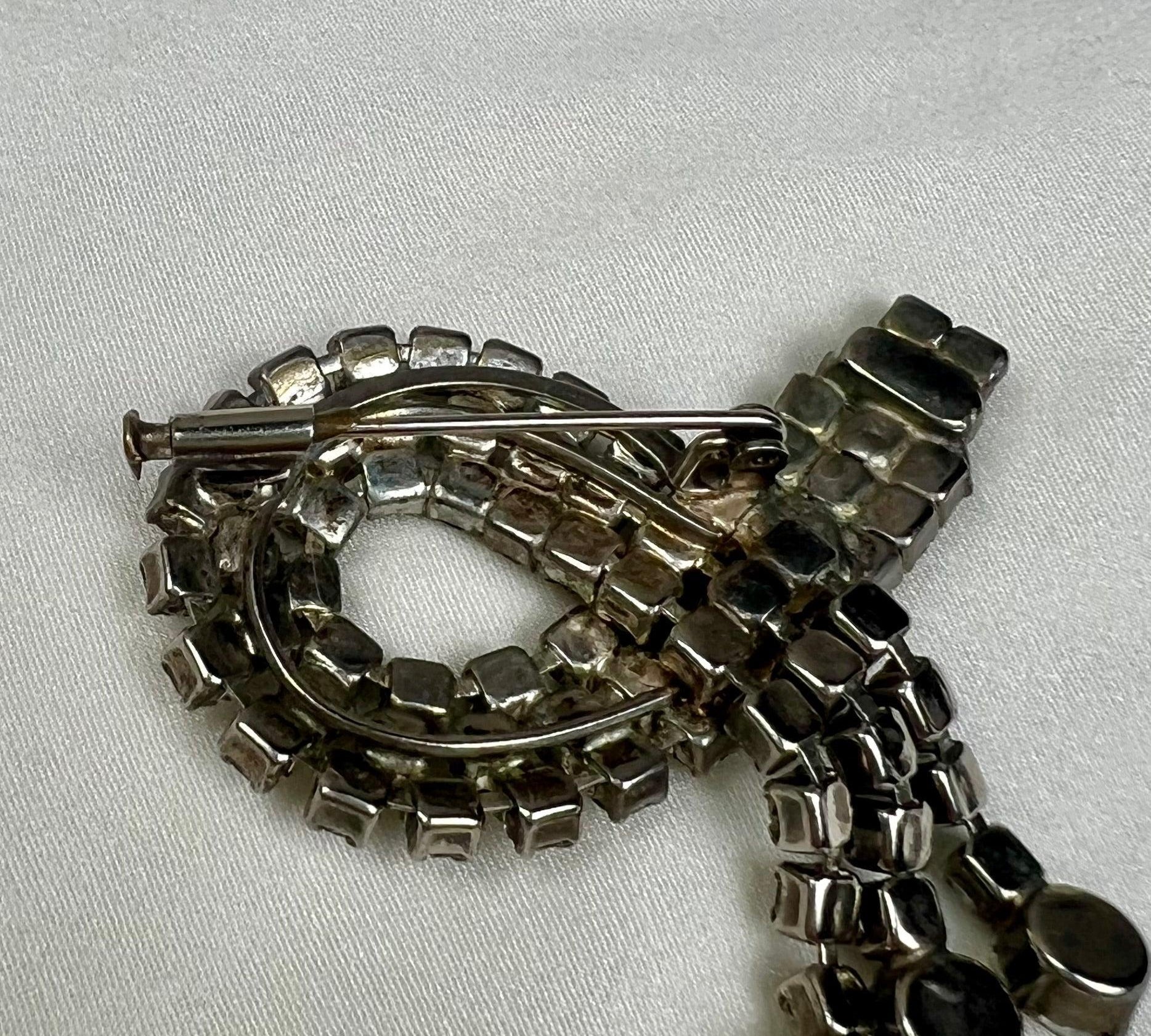 SILVER & RHINESTONE BROOCH I 1930s vintage - L'Officina General Store