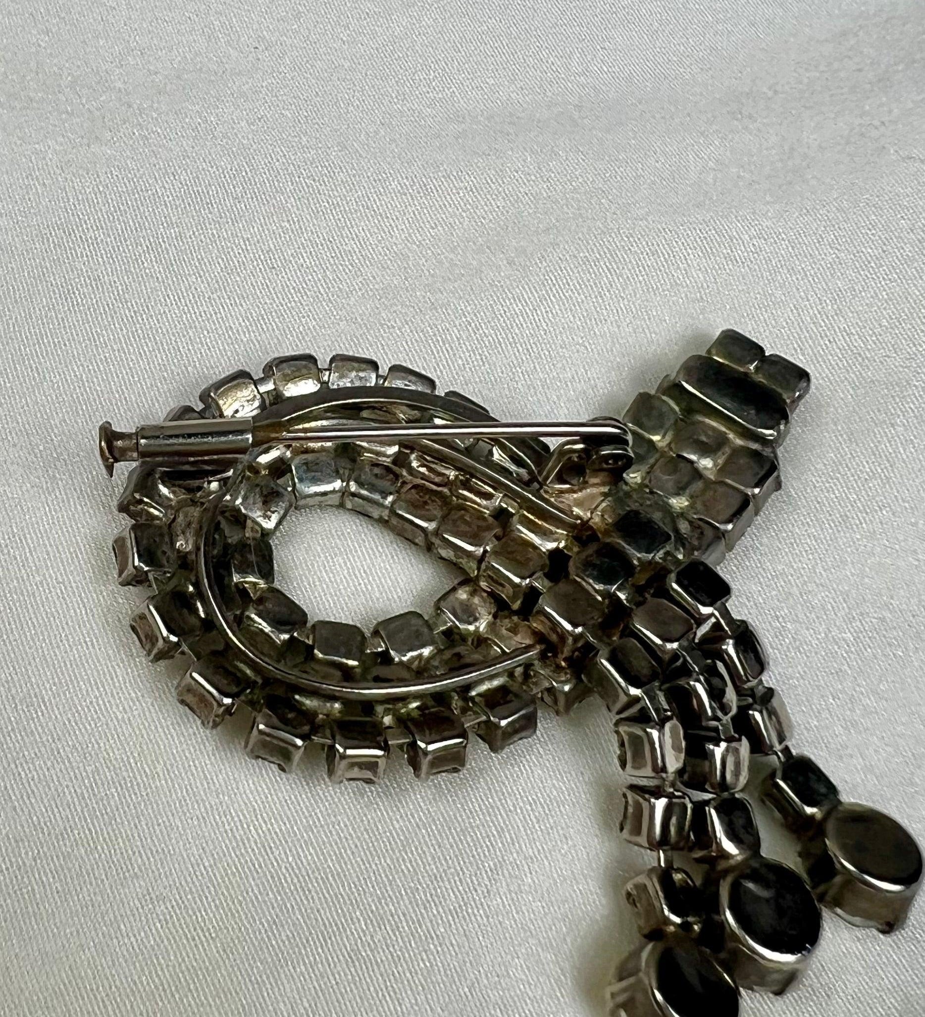 SILVER & RHINESTONE BROOCH I 1930s vintage - L'Officina General Store
