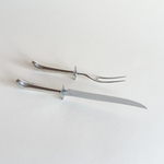 Silver-plate carving set styled for serving a roast, pre-loved tableware