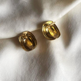 Christian Dior Orecchini a clip in metallo bicolore 