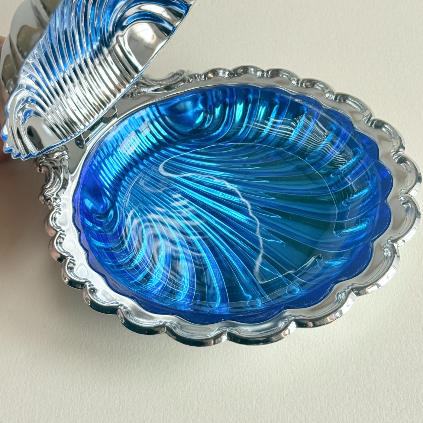 Chrome Shell Caviar or Butter Dish