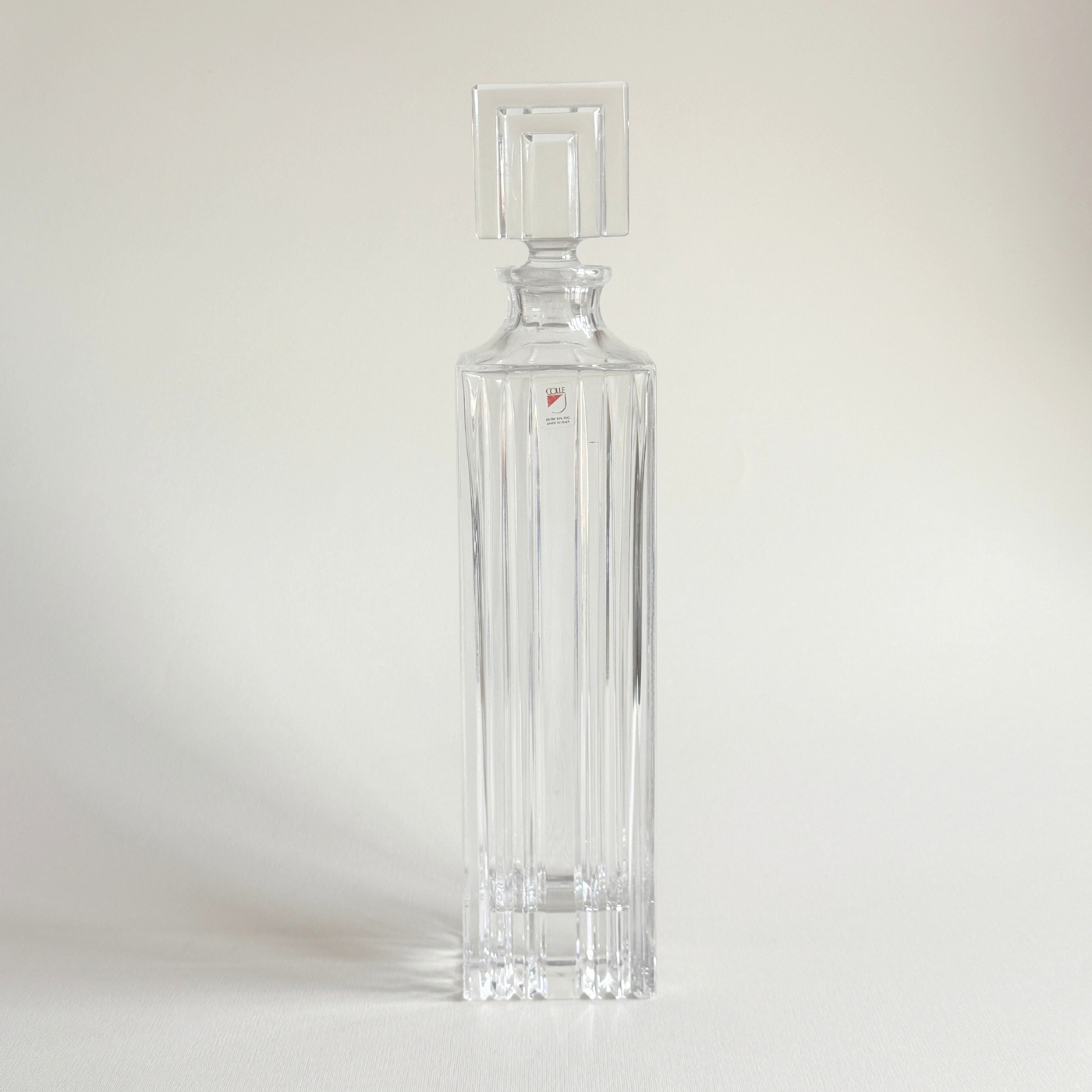 Colle Art Deco crystal decanter in clear glass, 1 litre capacity, Pre-Loved 2000s barware